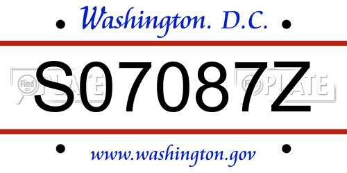 S07087Z District Of Columbia License Plate