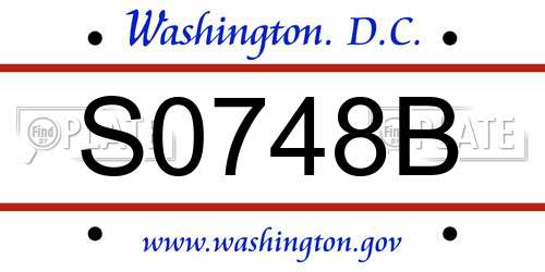 S0748B District Of Columbia License Plate