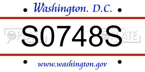 S0748S District Of Columbia License Plate