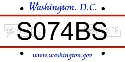 S074BS District Of Columbia License Plate