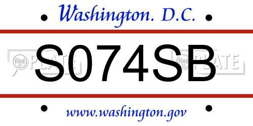 S074SB District Of Columbia License Plate