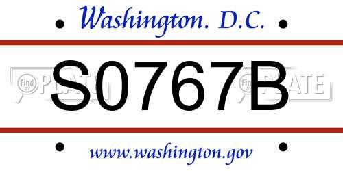 S0767B District Of Columbia License Plate