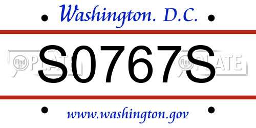 S0767S District Of Columbia License Plate
