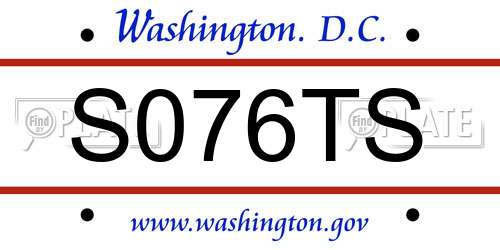 S076TS District Of Columbia License Plate