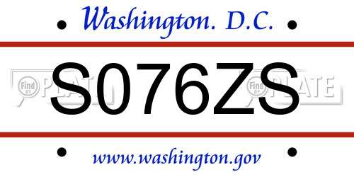 S076ZS District Of Columbia License Plate