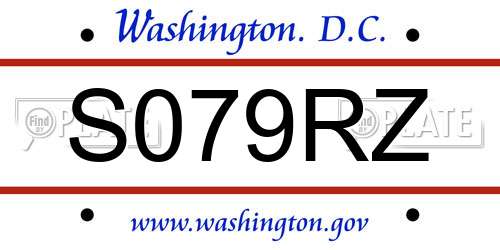 S079RZ District Of Columbia License Plate