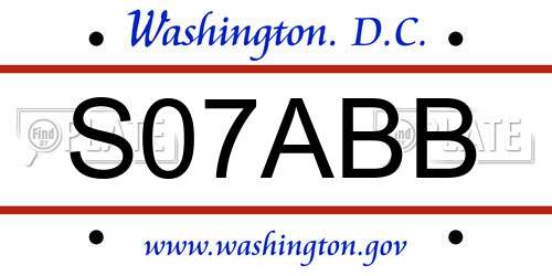 S07ABB District Of Columbia License Plate
