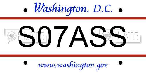 S07ASS District Of Columbia License Plate