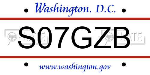 S07GZB District Of Columbia License Plate