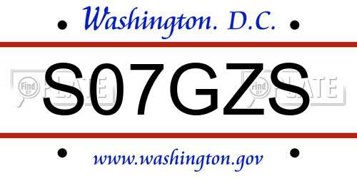 S07GZS District Of Columbia License Plate