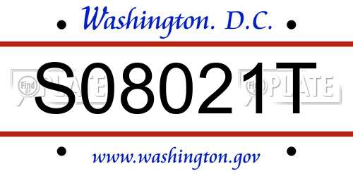 S08021T District Of Columbia License Plate