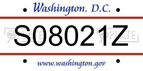 S08021Z District Of Columbia License Plate