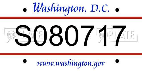 S080717 District Of Columbia License Plate
