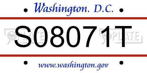 S08071T District Of Columbia License Plate