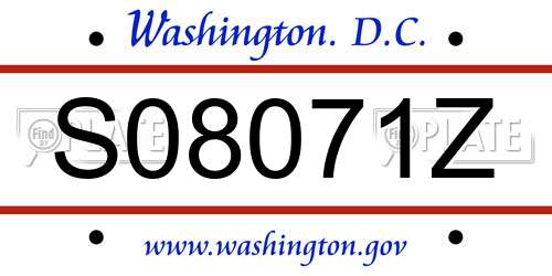 S08071Z District Of Columbia License Plate