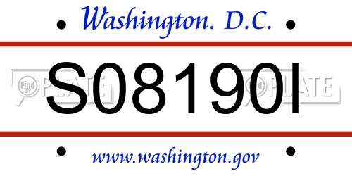 S08190I District Of Columbia License Plate
