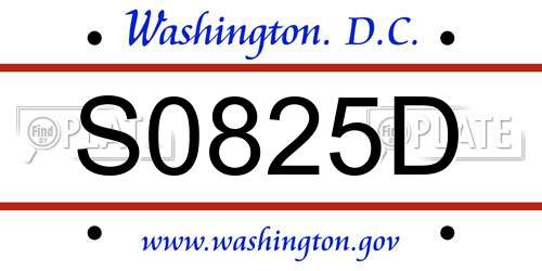 S0825D District Of Columbia License Plate