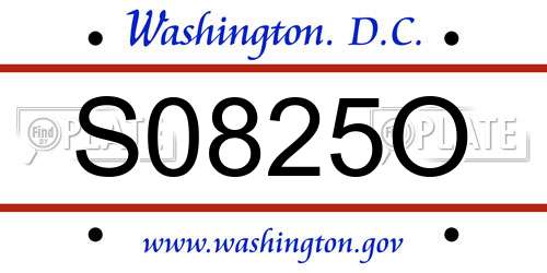 S0825O District Of Columbia License Plate
