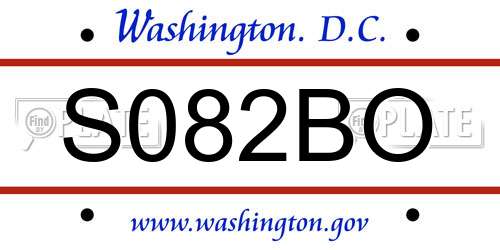 S082BO District Of Columbia License Plate