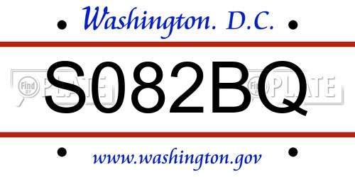 S082BQ District Of Columbia License Plate