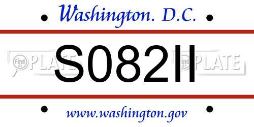 S082II District Of Columbia License Plate