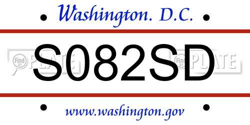 S082SD District Of Columbia License Plate