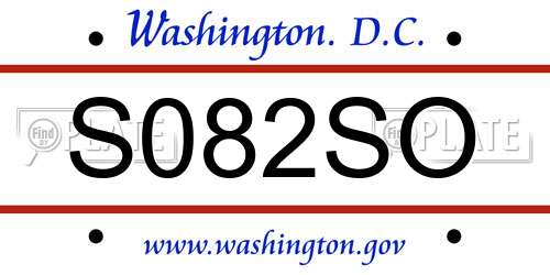S082SO District Of Columbia License Plate