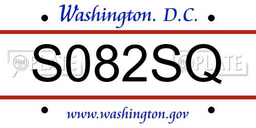 S082SQ District Of Columbia License Plate