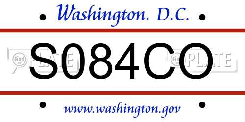 S084CO District Of Columbia License Plate