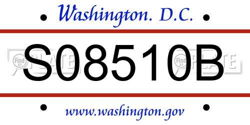 S08510B District Of Columbia License Plate