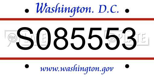 S085553 District Of Columbia License Plate