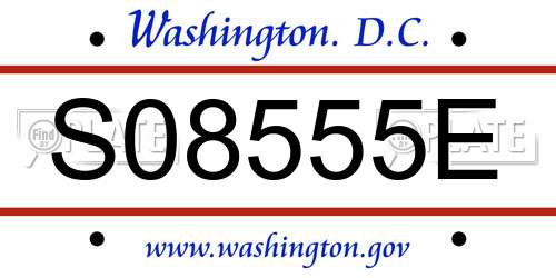 S08555E District Of Columbia License Plate