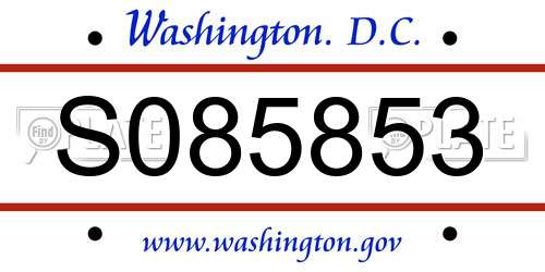 S085853 District Of Columbia License Plate