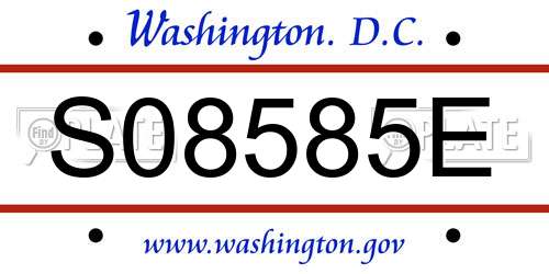 S08585E District Of Columbia License Plate