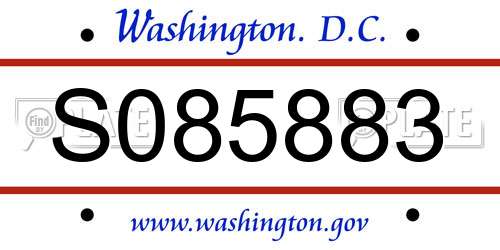 S085883 District Of Columbia License Plate