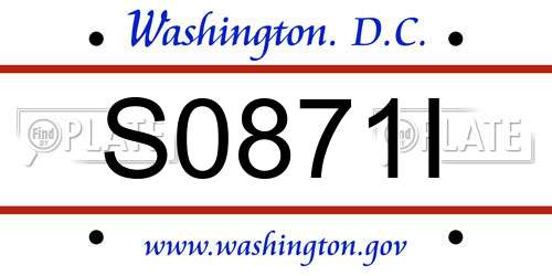 S0871I District Of Columbia License Plate