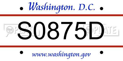 S0875D District Of Columbia License Plate