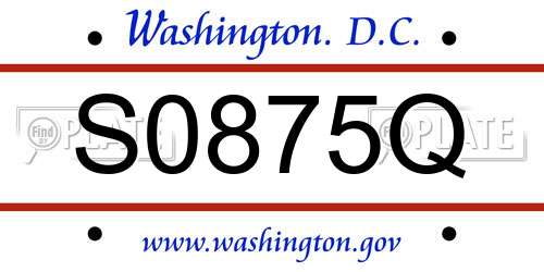 S0875Q District Of Columbia License Plate