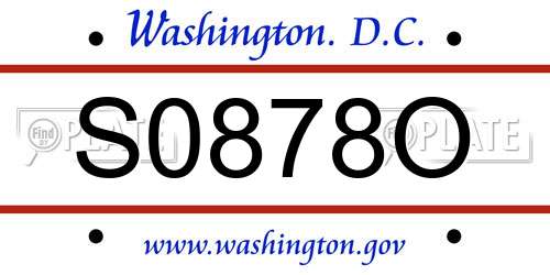 S0878O District Of Columbia License Plate