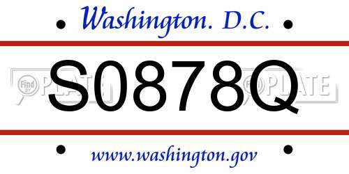S0878Q District Of Columbia License Plate
