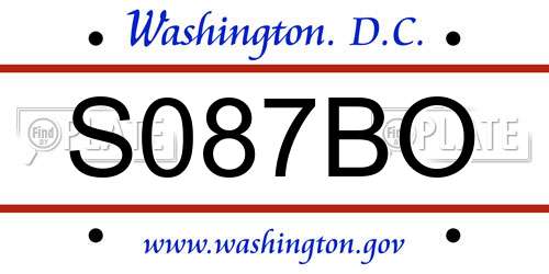 S087BO District Of Columbia License Plate