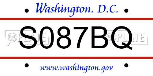 S087BQ District Of Columbia License Plate