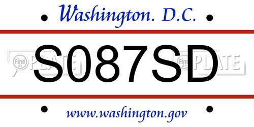 S087SD District Of Columbia License Plate