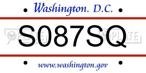 S087SQ District Of Columbia License Plate