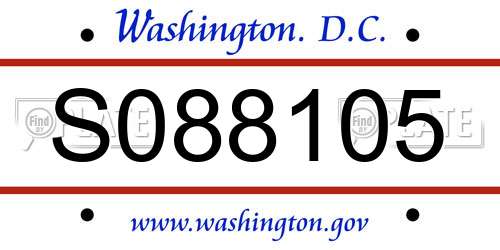 S088105 District Of Columbia License Plate