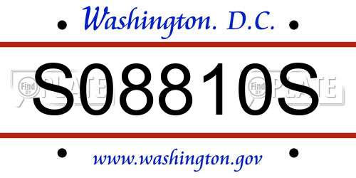 S08810S District Of Columbia License Plate