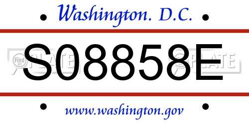 S08858E District Of Columbia License Plate