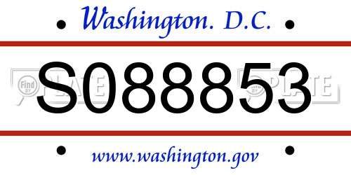 S088853 District Of Columbia License Plate