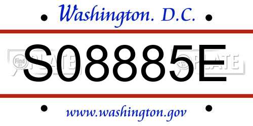 S08885E District Of Columbia License Plate