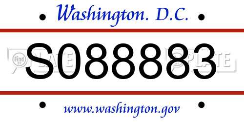 S088883 District Of Columbia License Plate